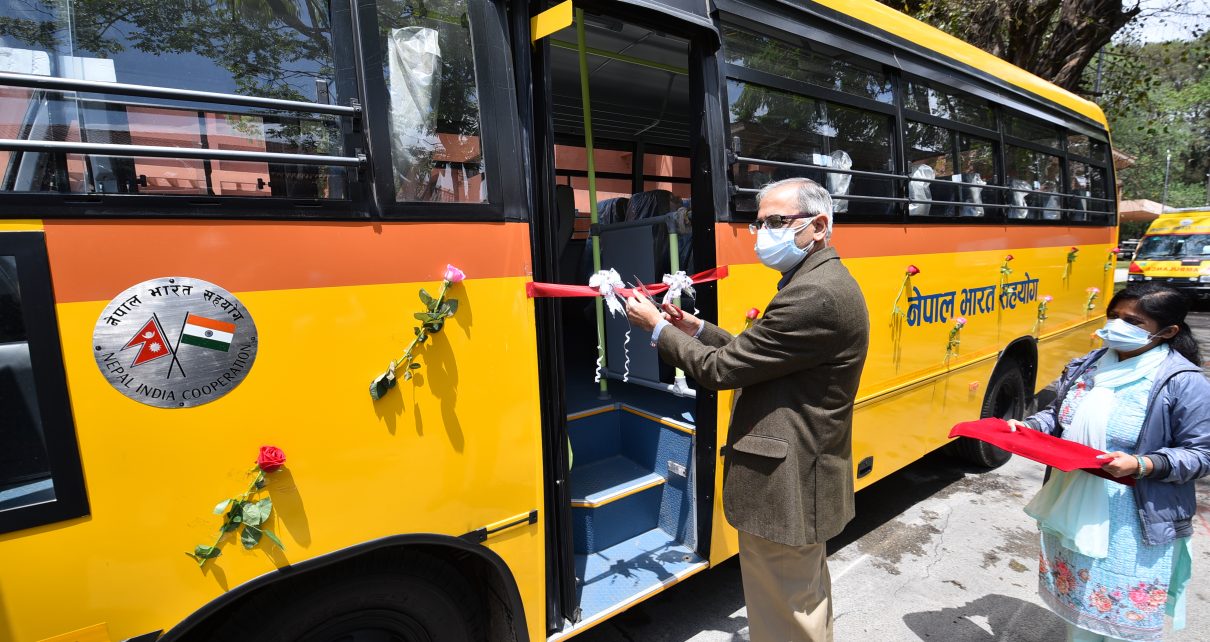 Government of India gifts 39 ambulances and 6 school buses to government and not-for profit organizations in various districts of Nepal MMS 5632 1210x642