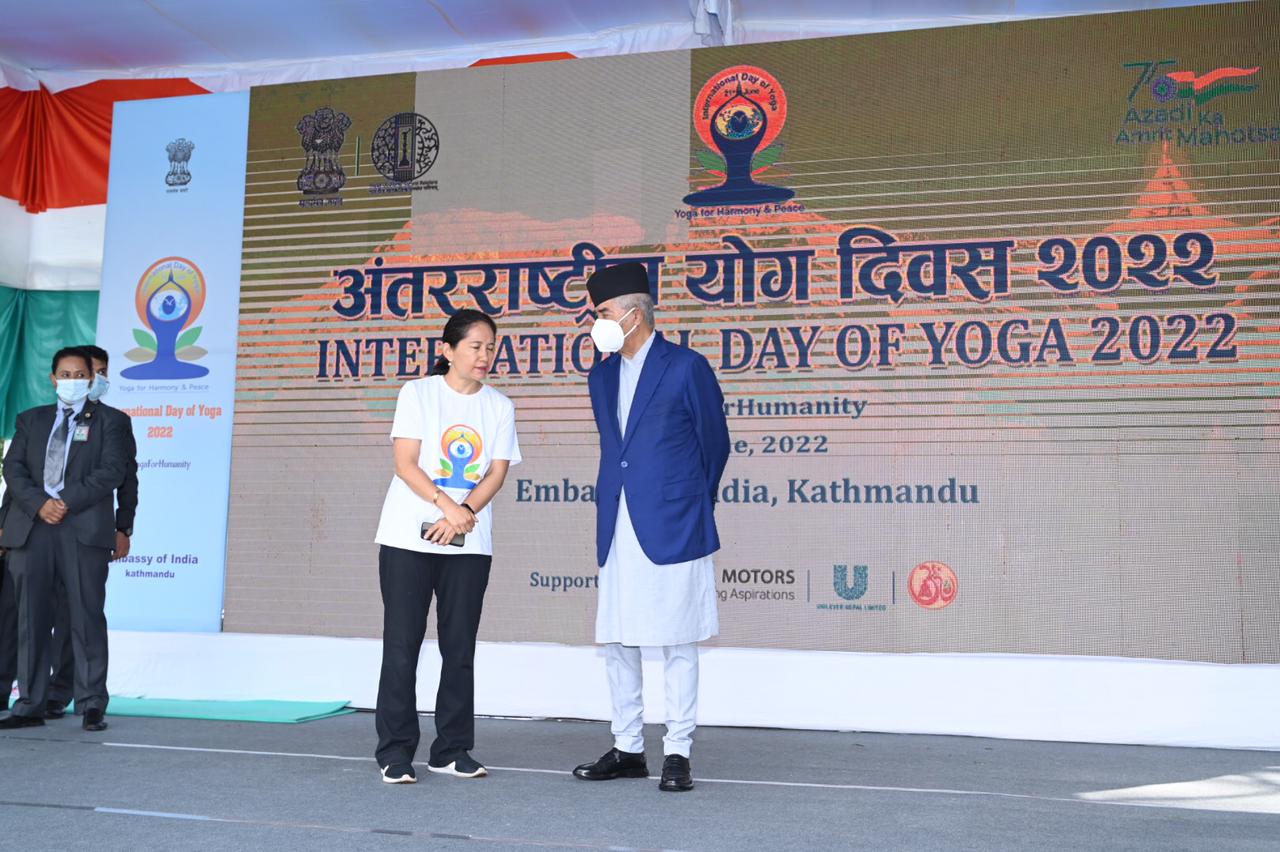 International Day of Yoga 2022 celebrated today in August presence of Rt. Hon. Prime Minister of Nepa IMG 20220621 WA0062
