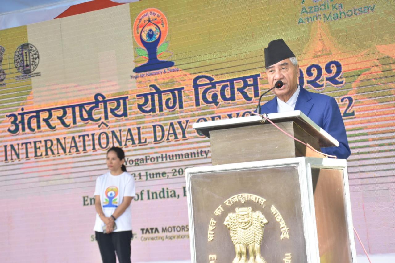 International Day of Yoga 2022 celebrated today in August presence of Rt. Hon. Prime Minister of Nepa IMG 20220621 WA0063