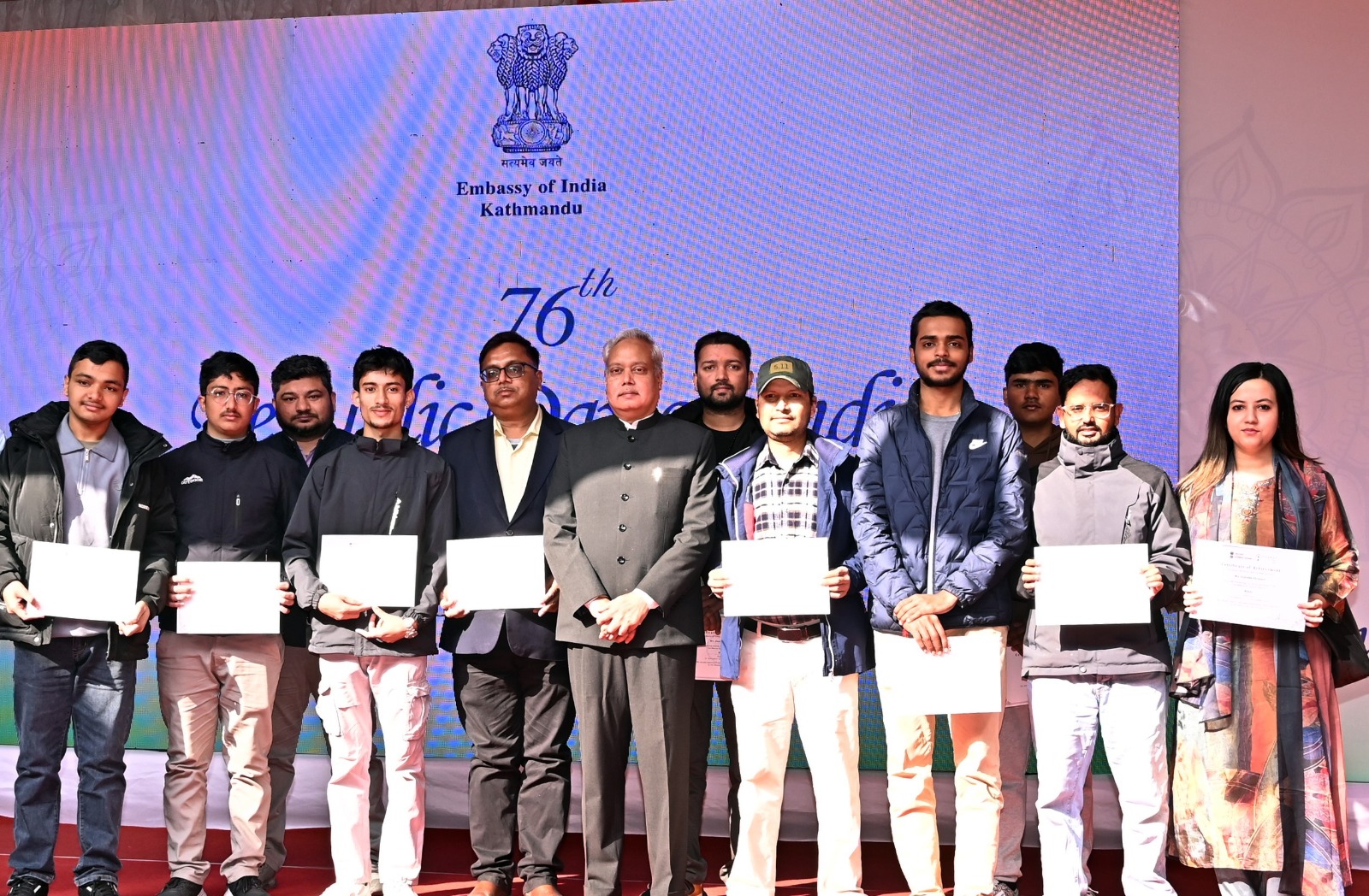 The 76th Republic Day of India was celebrated at the Embassy of India in Kathmandu on 26 January 2025. IMG 20250126 WA0027